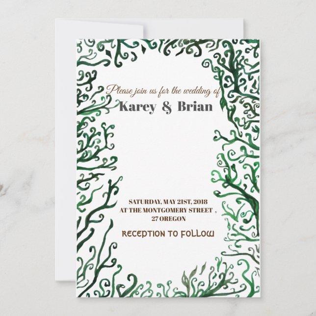 Carte Mariage d'éléments botaniques (Devant)