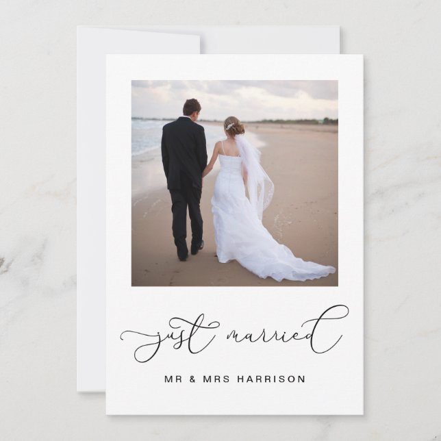 Carte Mariage d'Elopement Photo Moderne Minimal (Devant)