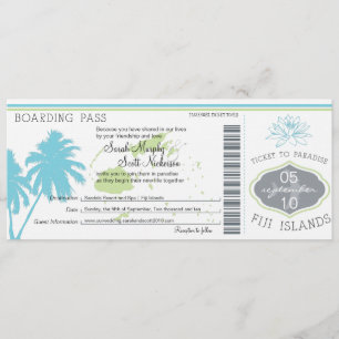 Carte Mariage d'embarquement aux Fidji