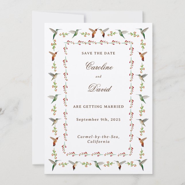 Carte Mariage des colibris Enregistrer la date (Devant)