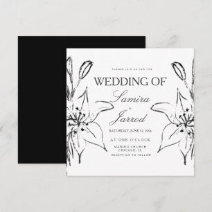 Carte Mariage Dessin à l'encre de lys en ligne