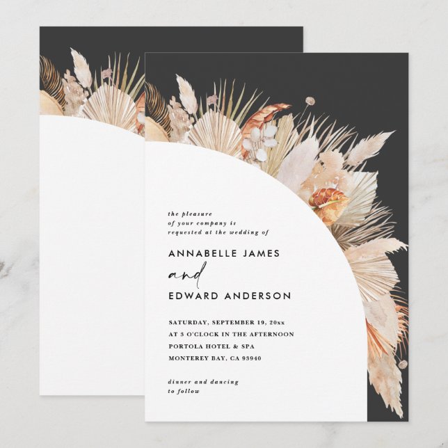 Carte Mariage d'herbe en terre cuite bohème moderne (Devant / Derrière)