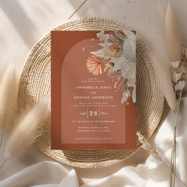 Carte Mariage d'herbe en terre cuite bohème moderne (Créateur téléchargé)