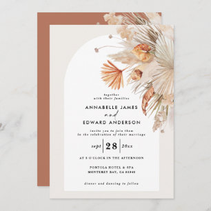 Carte Mariage d'herbe en terre cuite bohème moderne