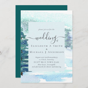 Carte Mariage d'hiver Pins de montagne neige
