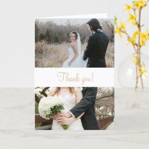 Carte Mariage d'hiver simple et élégant 2 photos merci