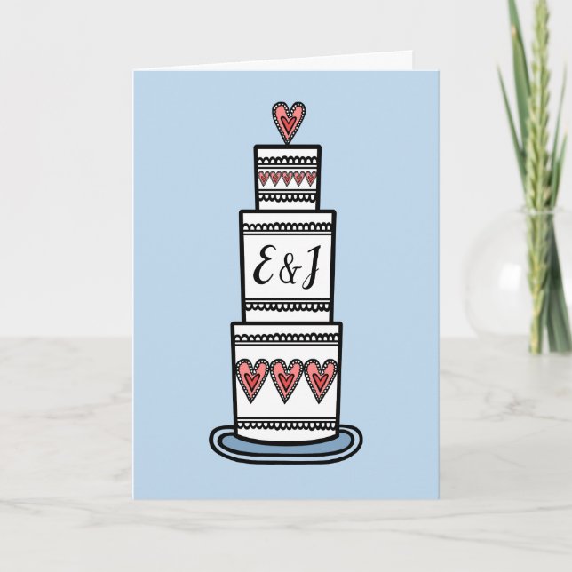 Carte Mariage d'illustration de gâteau de mariage  (Devant)