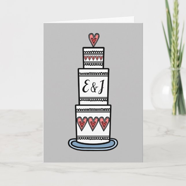 Carte Mariage d'illustration de gâteau de mariage  (Devant)