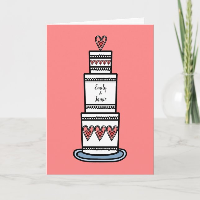Carte Mariage d'illustration de gâteau de mariage  (Devant)