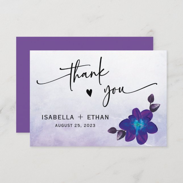 Carte Mariage d'orchidée bleue (Devant / Derrière)