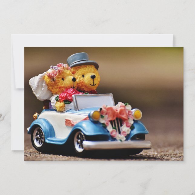 Carte Mariage d'ours en peluche personnalisable (Devant)