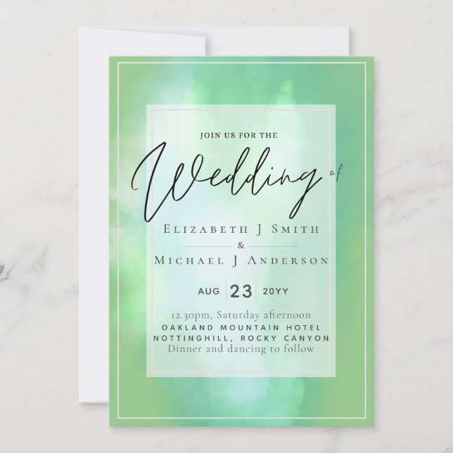 Carte Mariage du budget moderne Mint Green (Devant)