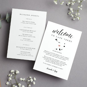 Carte Mariage du Cap Vert Bienvenue Lettre & Itinéraire