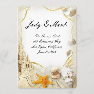 Carte Mariage du château de sable de plage