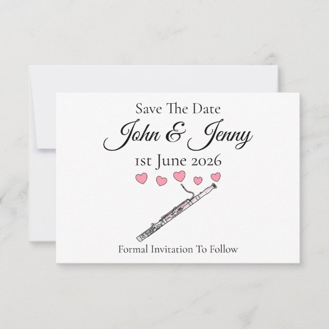 Carte Mariage Du Musicien Du Bouvon Enregistrer La Date (Devant)