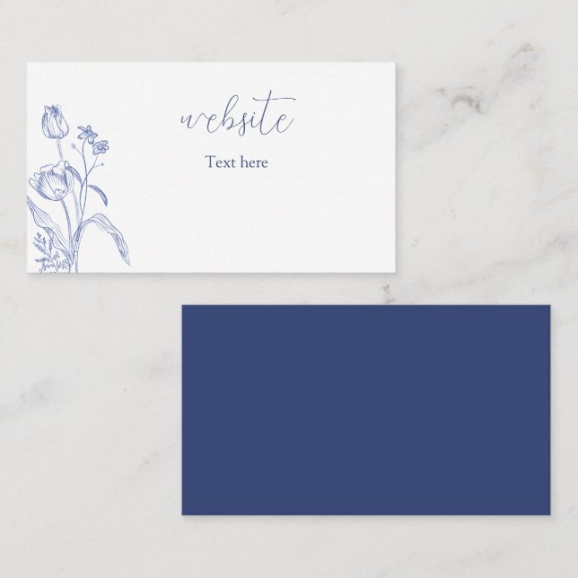 Carte mariage du site Floral bleu (Devant / Derrière)