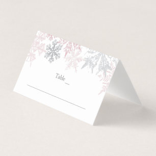 Carte Mariage Dusty Pink & Silver Snowflakes