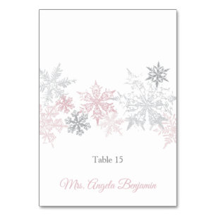 Carte Mariage Dusty Pink & Silver Snowflakes