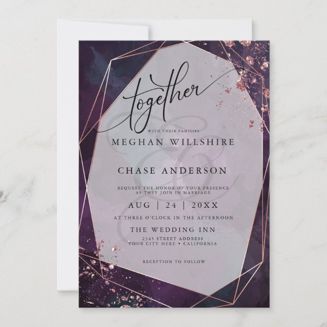 Carte MARIAGE | Dusty Plum Purple Jaspé (Devant)