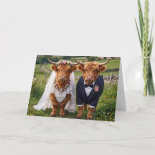 Carte Mariage Écossais Vaches des Highlands