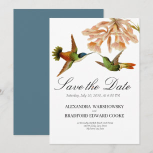 Carte Mariage élégant bleu colibri