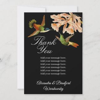 Carte Mariage élégant Colibri Blush Rose Lily Noir