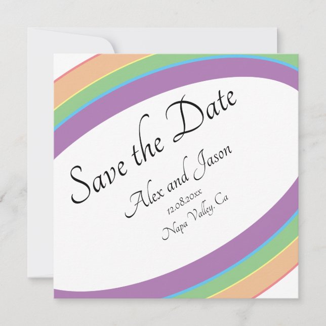 Carte Mariage élégant moderne arc-en-ciel Enregistrer la (Devant)