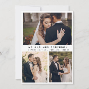 Carte Mariage élégant moderne Nouveaux mariés Photo élég