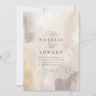 Carte Mariage élégant peint texturé beige et crème