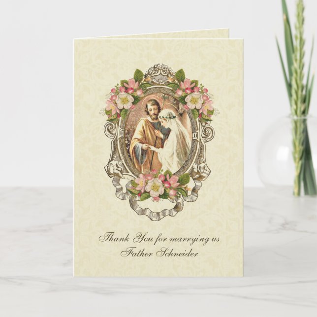 Carte Mariage élégant Vintage catholique (Devant)