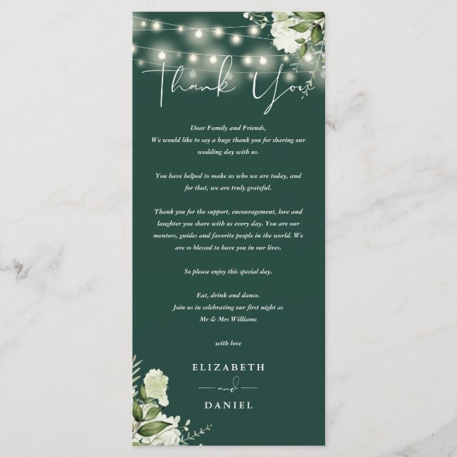 Carte Mariage Emerald Green Merci Place (Devant)