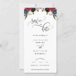 Carte Mariage en Bourgogne et en Bleu Enregistrer la dat
