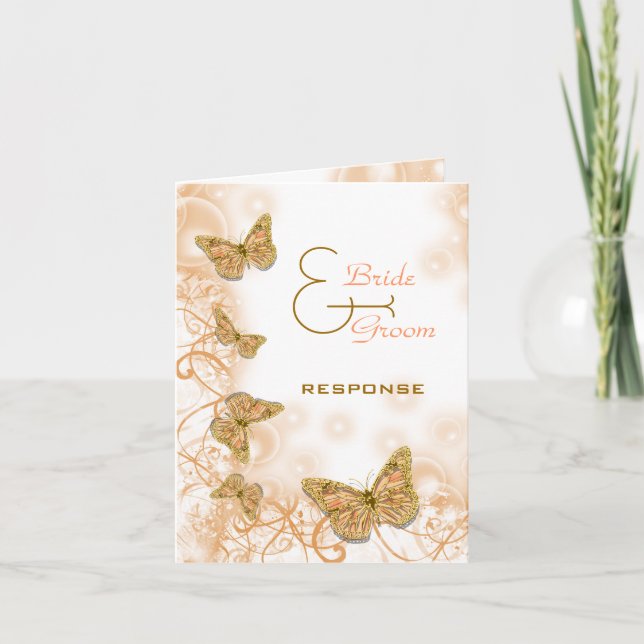 Carte Mariage en or corail fiançailles anniversaire (Devant)
