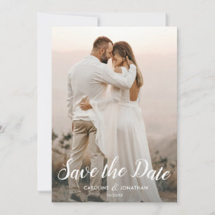 Carte Mariage Enregistrer la date 2 Photos Joli Script P