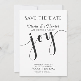 Carte Mariage, Enregistrez la Date, Simple, Élégant, Car