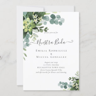 Carte Mariage espagnol NUESTRA BODA Eucalyptus Verdure