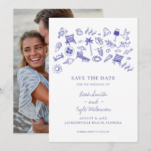 Carte Mariage Estival Décontracté au Bord de la Mer, Pho