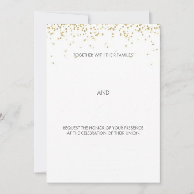 Carte Mariage Fantaisiste Doré Dessiné à la Main (Devant)