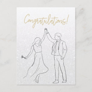 Carte Mariage Félicitations Blanc élégant