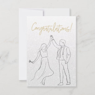 Carte Mariage Félicitations Blanc élégant