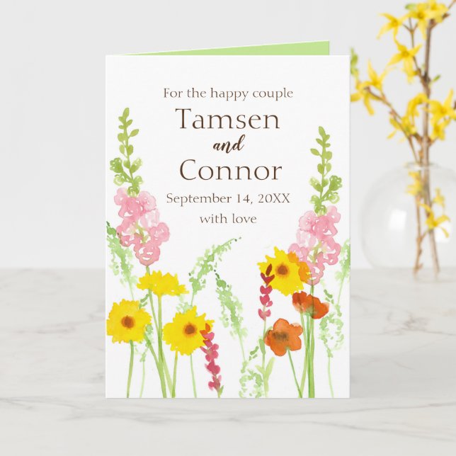 Carte Mariage Félicitations Fleurs sauvages Personnalisé (Fleur jaune)
