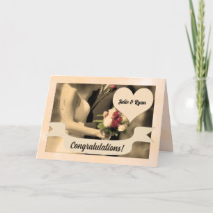 Carte Mariage Félicitations Mariée et Groom Sepia