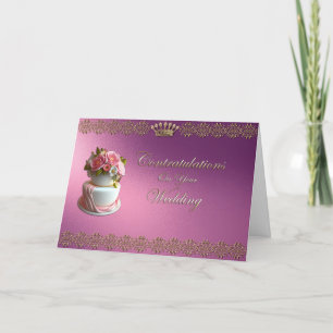 Carte Mariage Félicitations Royal Purple Gold Trim