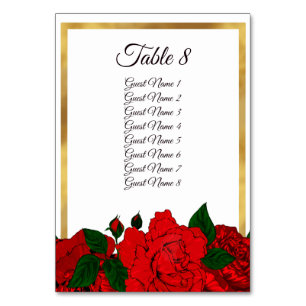 Carte Mariage Festive Red Rose Gold Frame