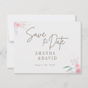 Carte Mariage Fleur Simple Élégant Enregistrer La Date
