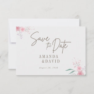 Carte Mariage Fleur Simple Élégant Enregistrer La Date
