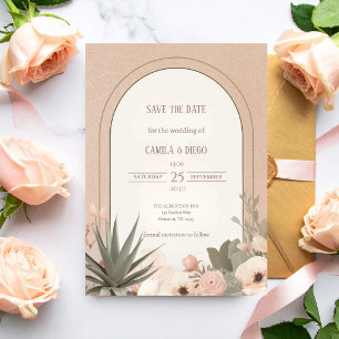 Carte Mariage Fleurs de Désert de Luxe Moderne Enregistr