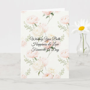 Carte Mariage Floral Crème Blush Romantique Élégant