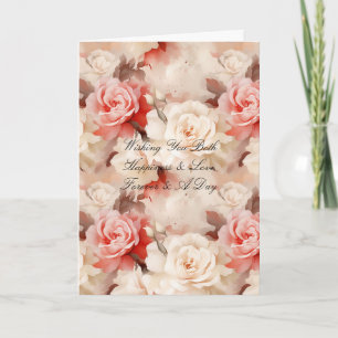 Carte Mariage Floral de Roses Crème Roses Fleurs
