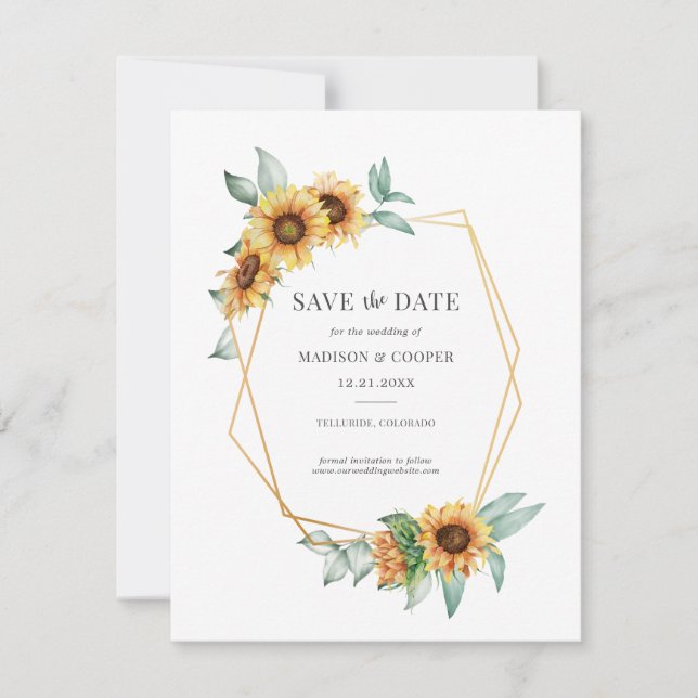 Carte Mariage floral de tournesol Enregistrer la date (Devant)